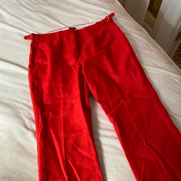 NWT J. Crew Slim Flare Pant in Stretch Linen (Belvedere Red) - Picture 6 of 6